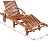 200 x 65 cm Acacia Wood Sun Lounger with Pull-Out Tray & 5-Position Backrest - Photo 2