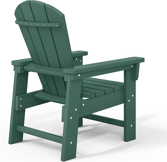 WestinTrends Malibu Kids Outdoor HDPE Adirondack Plastic Patio Chair, Dark Green