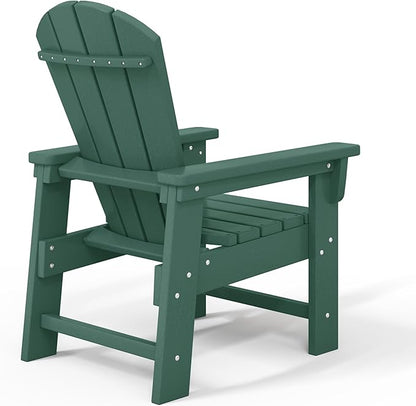WestinTrends Malibu Kids Outdoor HDPE Adirondack Plastic Patio Chair, Dark Green