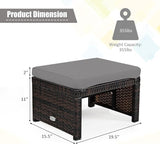 Tangkula 2 Pieces Patio Rattan Ottomans, All Weather Outdoor Footstool Footrest Seat with Soft Cushion, Hidden Zipper - Photo 5