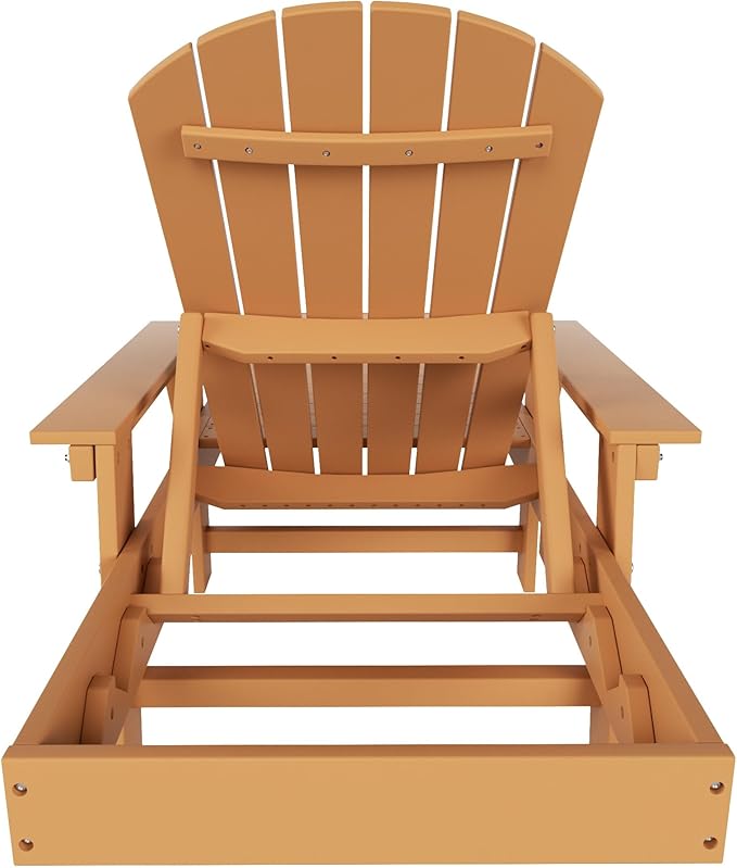 WestinTrends Dylan HDPE Outdoor Patio Poly Adirondack Reclining Chaise Lounge with Arms, Teak