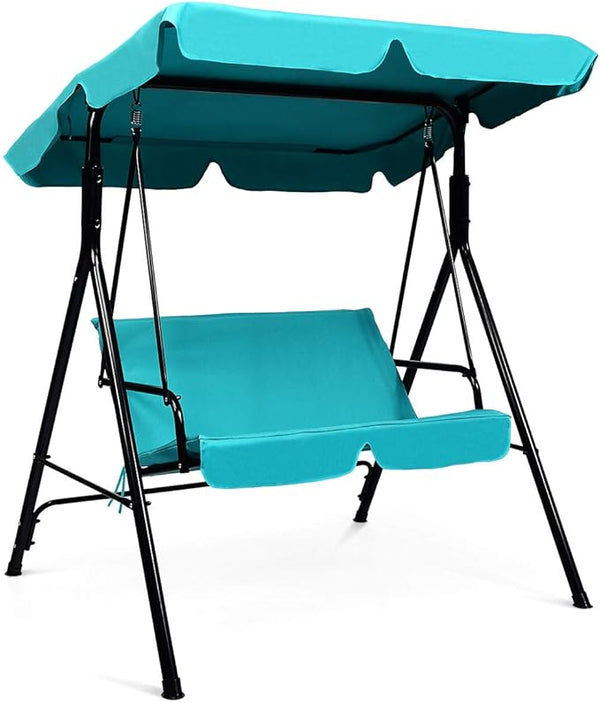 Tangkula 2 Person Porch Swing, Outdoor Swing with Removable Cushions, Solid Steel Structure - Photo 1