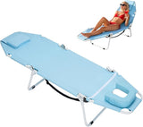 ABORON 2-in-1 Tanning Chair with Face Hole, Folding Camping Cot for Adults - Photo 1