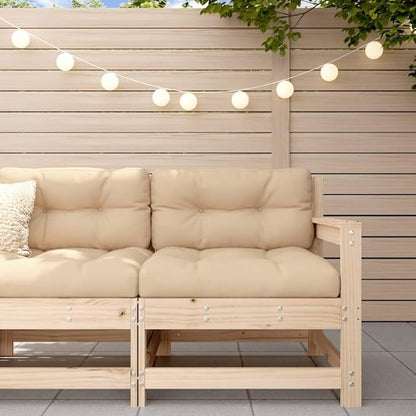 Garden Corner Sofa Brown 25.9" Solid Pine Wood Outdoor Loveseat Modular Patio Couch UV Resistent for Balcony, Terrace & Small Backyard