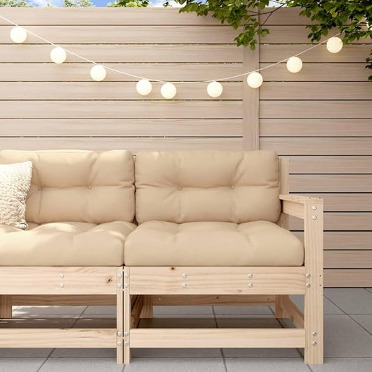 Garden Corner Sofa Brown 25.9" Solid Pine Wood Outdoor Loveseat Modular Patio Couch UV Resistent for Balcony, Terrace & Small Backyard