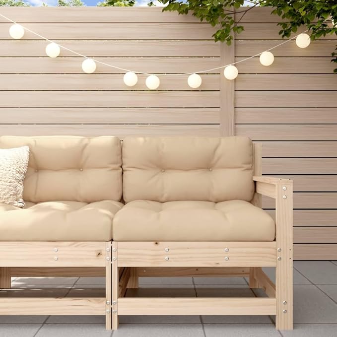 Garden Corner Sofa 25.9 x 24.4 x 27.8 in Brown Solid Pine Wood Outdoor Sectional Couch for Balcony Patio Porch with UV Protection Medium Seat for Garden Terrace