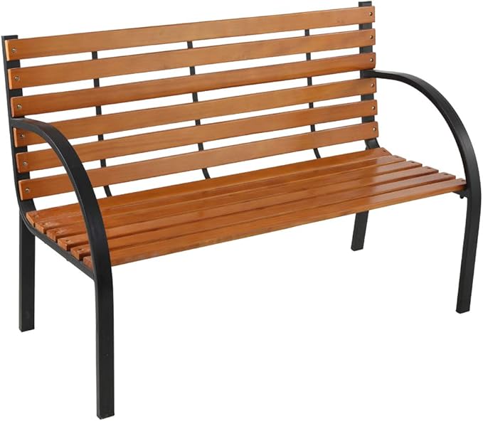 JHshop 48" Outdoor Garden Bench, Patio Park Bench, for Porch, Lawn,Park Benches for Outside, Outdoor Benches for Porch Yard Lawn Deck, Easy to Assemble 122 x 62 x 82CM