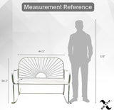 XBrand 44.5" L Iron Sun-Patterned Seat for Two Indoor/Outdoor Rocking Bench, Durable Patio Rocking Bench, White - Photo 4