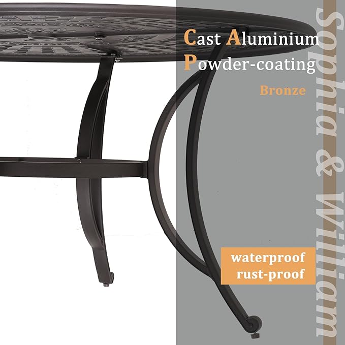 Sophia & William 7 Pieces Cast Aluminium Patio Dining Furniture Set for 6 - Photo 6