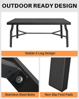 Outdoor Coffee Table, Never-Rust Aluminum Patio Coffee Table, Rectangle Outside Garden Table with Slatted Tabletop - Photo 7