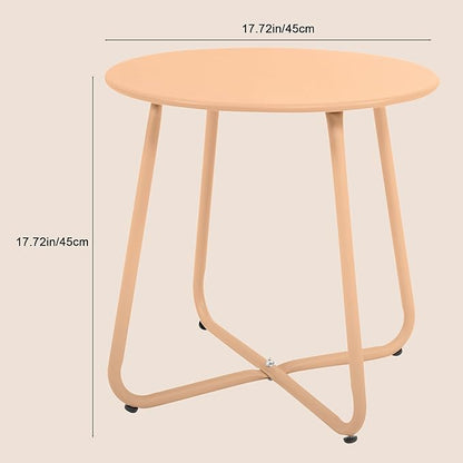 EortheX Small Round Metal Coffee Side Birstro Table – Sturdy & Weather-Resistant Accent Table for Patio, Balcony Indoor Outdoor Use - Metal Desert Gold
