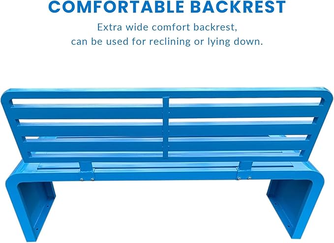 Outdoor Metal Garden Bench,Weather Proof Porch Path Chair,with Backrest,park Benches，Patio Seating For 2-3 Person,Slatted Seat, Patio Yard Bench For Poolside,Balcony,Entryway,blue(L47"x W15" x H32")