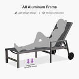 PURPLE LEAF Outdoor Chaise Lounge Set for 2 Aluminum Patio Chaise Lounger Chairs with Armrest and Wheels Adjustable - Photo 8