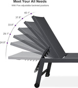 PURPLE LEAF Outdoor Chaise Lounge Set for 2 Oversized Pool Lounge Chairs with Easy-to-Move Wheels and Adjustable - Photo 7