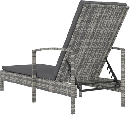 Sun Lounger Chaise Lounge,Lounge Chairs for Outside,Pool Lounge Chairs,Outdoor Chaise Lounge,Patio Lounge Chair,Outdoor Chaise,Pool Lounge Chair,with Armrests Poly Rattan Gray