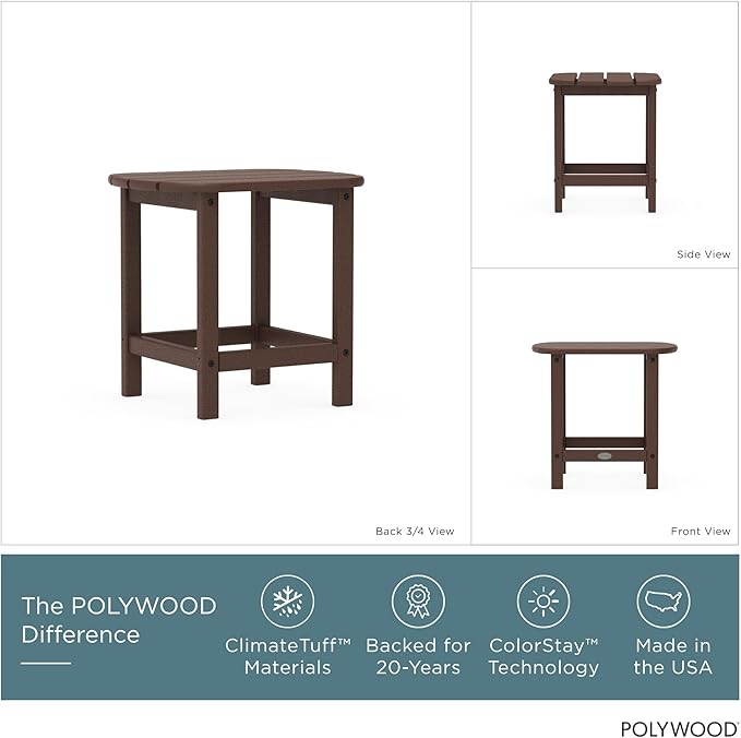POLYWOOD SBT18MA South Beach 18" Outdoor Side Table, Mahogany