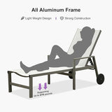 PURPLE LEAF Outdoor Chaise Lounge Set for 4 Aluminum Patio Chaise Lounger Chairs with Armrest and Wheels Adjustable - Photo 8
