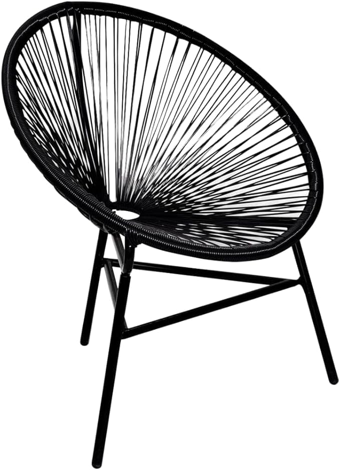vidaXL Chair Black Poly Rattan Standard Durable Chair Oval - Photo 3