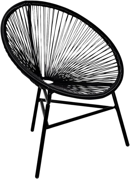 vidaXL Chair Black Poly Rattan Standard Durable Chair Oval