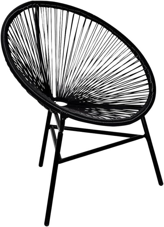vidaXL Chair Black Poly Rattan Standard Durable Chair Oval