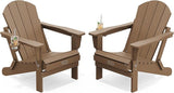 SERWALL Folding Adirondack Chair Set of 2 Outdoor Chairs Painted Adirondack Chair with Cup Holder Weather Resistant for - Photo 1