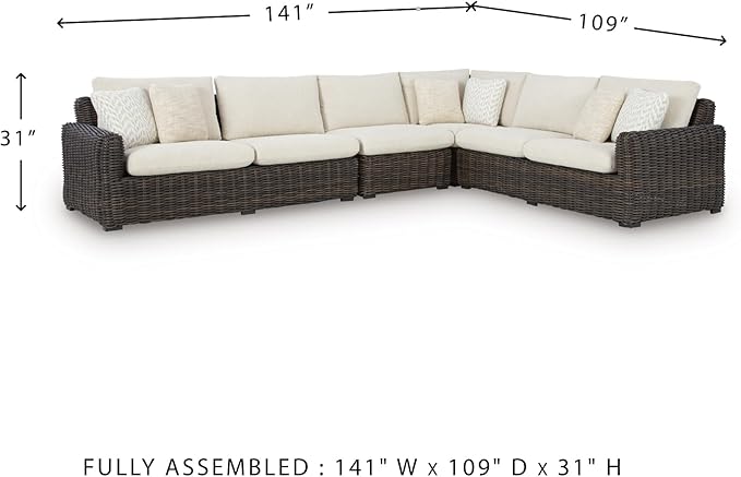 Signature Design by Ashley Kimora Right-Arm Facing Contemporary 4-Piece Outdoor Sectional with Cushion and 6 Throw - Photo 3