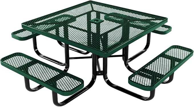 COATEDOUTDOORFURNITURE Heavy-Duty Portable Outdoor Kids Table with Umbrella Hole, Expanded Metal Kids Picnic Table - Photo 1