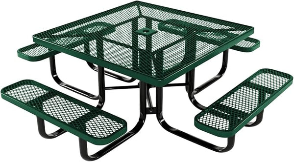 COATEDOUTDOORFURNITURE Heavy-Duty Portable Outdoor Kids Table with Umbrella Hole, Expanded Metal Kids Picnic Table - Photo 1