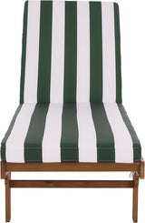 SAFAVIEH Outdoor Patio Furniture Collection - Newport Natural Solid Wood Chaise Lounge Chair with Green Stripe Cushion - Photo 1