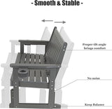 Poly Lumber Patio Glider, HIPS Material Weather-Resistant Swing Bench for Outdoor Porch Garden, Gray - Photo 7