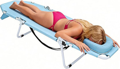 DoCred Heavy Duty Tanning Chair with Face Hole, Adjustable 5-Position Folding Chaise Lounge Chairs for Outside, Portable Lay Flat Beach Lounge Chair for Outdoor Sunbathing Beach Pool Lawn Camping