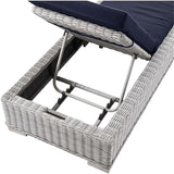 Conway Outdoor Patio Wicker Rattan Chaise Lounge in Light Gray Navy - Photo 7