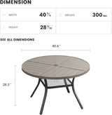 Patio Dining Table for 4, Round Metal Outdoor Table with Storage Shelf, 1.57" Umbrella Hole - Photo 3