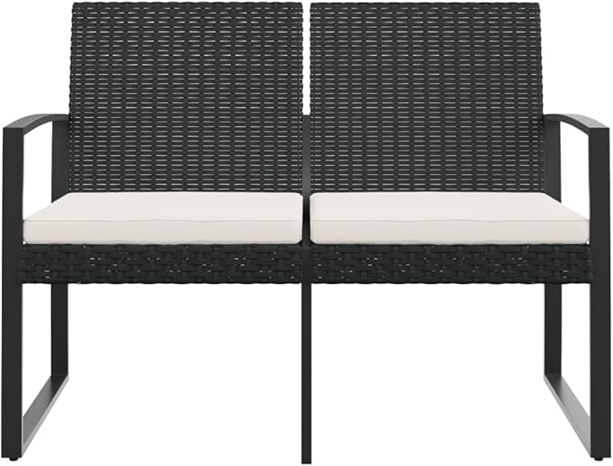 2-Seater Outdoor Garden Bench with Storage and Cushions, Modern Powder-Coated Steel Patio Seating - Photo 4