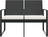 2-Seater Outdoor Garden Bench with Storage and Cushions, Modern Powder-Coated Steel Patio Seating - Photo 4