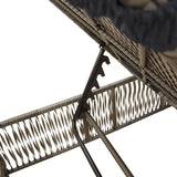 Adjustable Sun Lounger with Removable Cushion Covers, Grey PE Rattan Outdoor Chaise Lounge 77.9 x 21.7 x 37.8 in - Photo 8