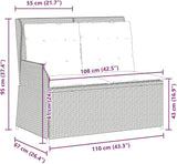 2-Seater Reclining Patio Bench with Cushions, Outdoor Garden Loveseat with Adjustable Backrest and Armrests - Photo 2