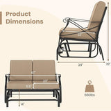 Tangkula Patio Glider Bench, 2-Person Swing Gliding Loveseat with Breathable Fabric Seat & Soft Cushions - Photo 3