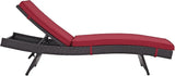 Modway Convene Wicker Rattan Outdoor Patio Chaise Lounge Chairs in Espresso Red - Set of 4 - Photo 6