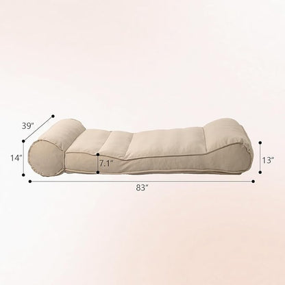 Dineli 83'' Outdoor Chaise Lounge Chair Patio Lounger for Outside, Pool Lounge Chairs Lazy Floor Lounger Meditation & Yoga Chair Waterproof Sunbed Outdoor Lounge Furniture for Garden Beach, Beige