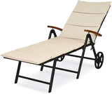 Tangkula Foldable Outdoor Chaise Lounger, Wicker Lounger Chair with Aluminum Black Frame, Wheels for Easy Moving - Photo 8