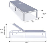 LeisureMod Marlin Aluminum Outdoor Chaise Lounge Chair - Mesh Sling Fabric Seat White Aluminum Frame Beach - Photo 3