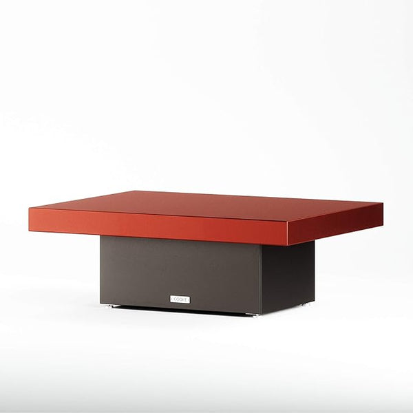 COOKE Santa Barbara Custom Contemporary Outdoor Table (Desert Crimson Red Aluminum Top, Charcoal Aluminum Base) - Photo 1