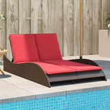 Adjustable Sun Lounger with Thick Cushions, Outdoor Chaise Lounge in Brown PE Rattan, 44.9"x80.7"x28.7" - Photo 2