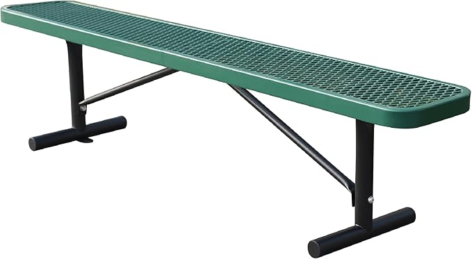 6FT Metal Park Bench for Outside, All-Weather Thermoplastic Coating Outdoor Bench with Anchor, Commercial Heavy Duty Benches for Shopping Malls, Stores, Parks, Patios, Decks, Green