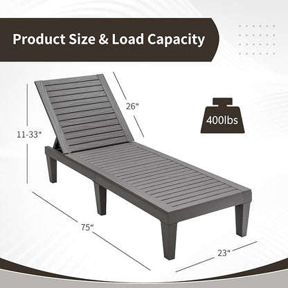 Giantex Lounge Chair, Outdoor Sun Tanning Chair with 5-Position Adjustable Backrest, Lightweight Design, Weather-Proof and Rust-Resistant, Pool Lounger for Patio, Beach, Balcony, Poolside (1, Khaki)