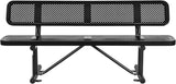 Global Industrial 6'L Heavy Duty Outdoor Steel Picnic Bench with Backrest, Perforated Metal, Portable Outdoor Bench - Photo 7