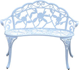 Cast Aluminium Outdoor Bench, Rose Garden Bench for Patio,Park,Lawn,Yard (White) - Photo 1