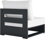 Modway Tahoe Aluminum Armless Patio Gray White Modular Weather-Resistant Cushions-Perfect as Club Outdoor Lounge Chair - Photo 5