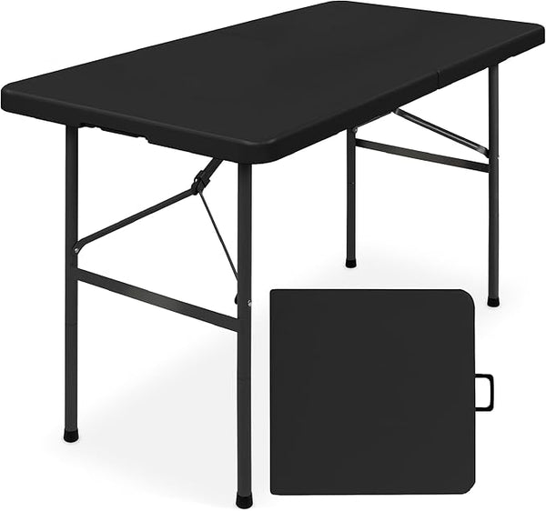 Best Choice Products 4ft Plastic Folding Table, Indoor Outdoor Heavy Duty Portable w/Handle, Lock for Picnic, Party - Photo 1